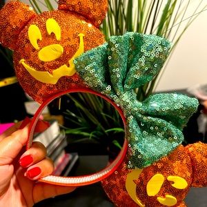 Handmade Jack O’Lantern / Pumpkin Mickey Mouse Ears 🎃